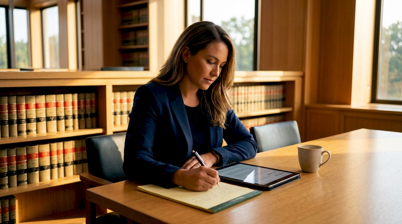 Lawyer researching ESG and antitrust litigation cases