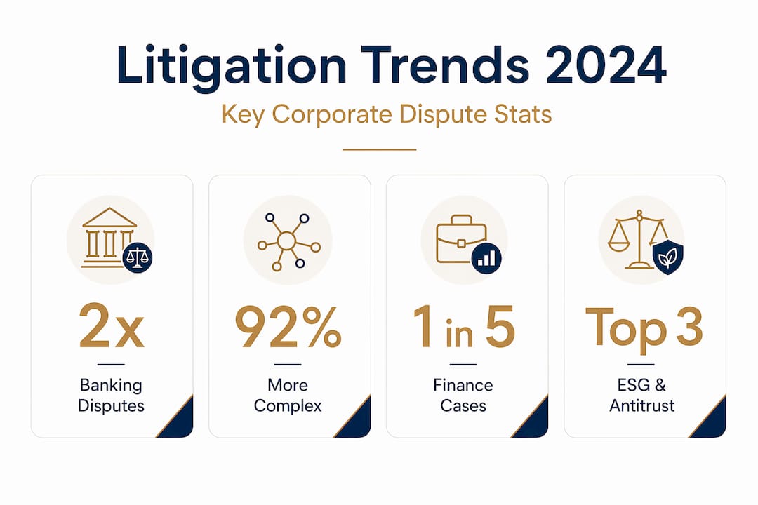 Infographic shows key corporate litigation statistics and trends