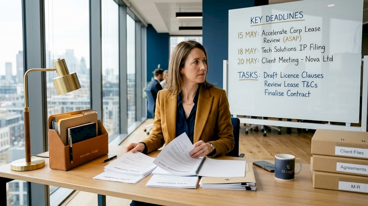 Solicitor checking business licenses at desk