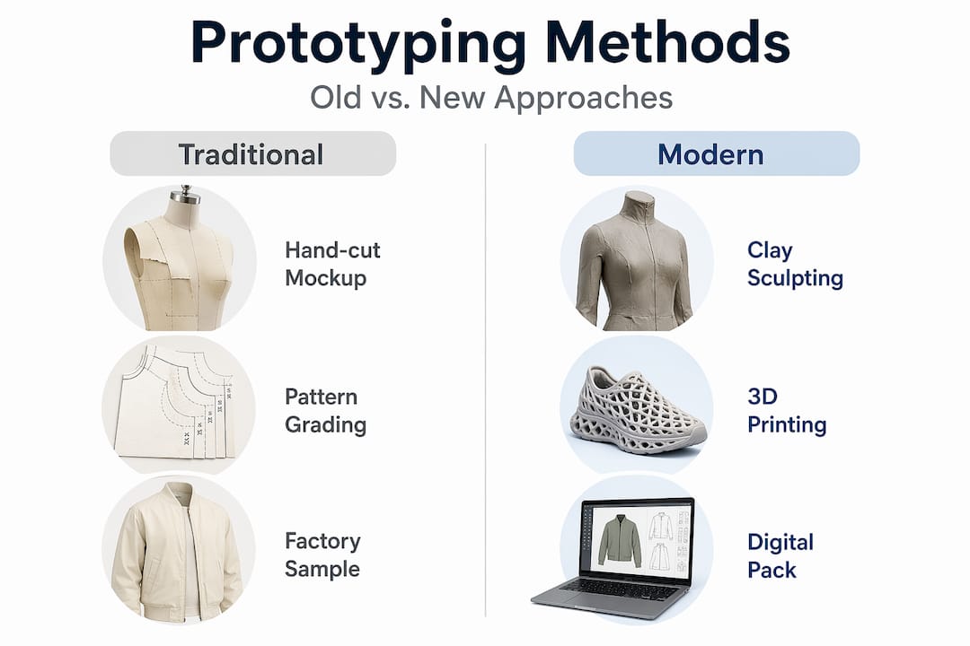 Infographic comparing shoe prototyping methods