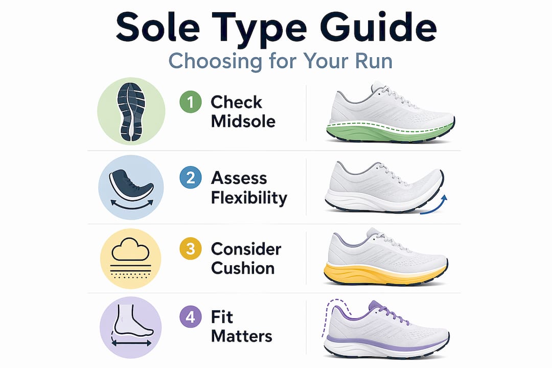 Step-by-step infographic for choosing running shoe soles