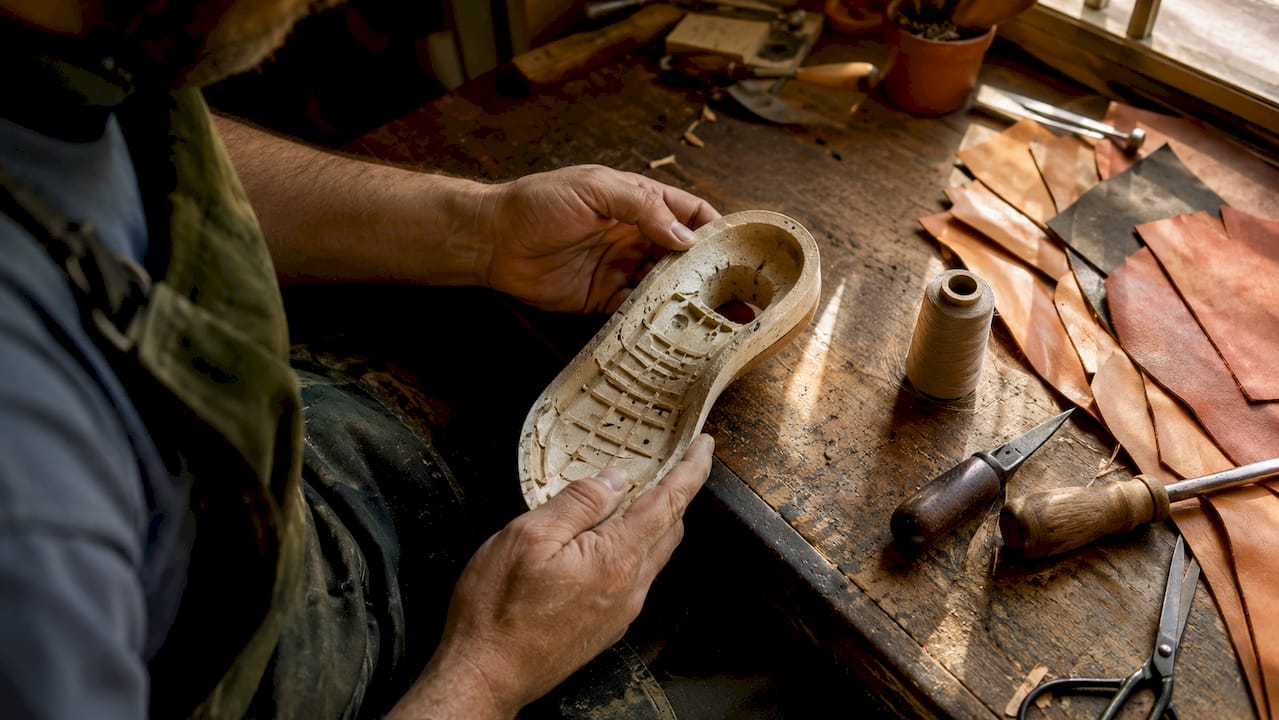 Hands testing orthotic shoe structure