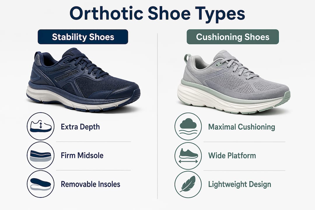 Infographic comparing orthotic shoe features
