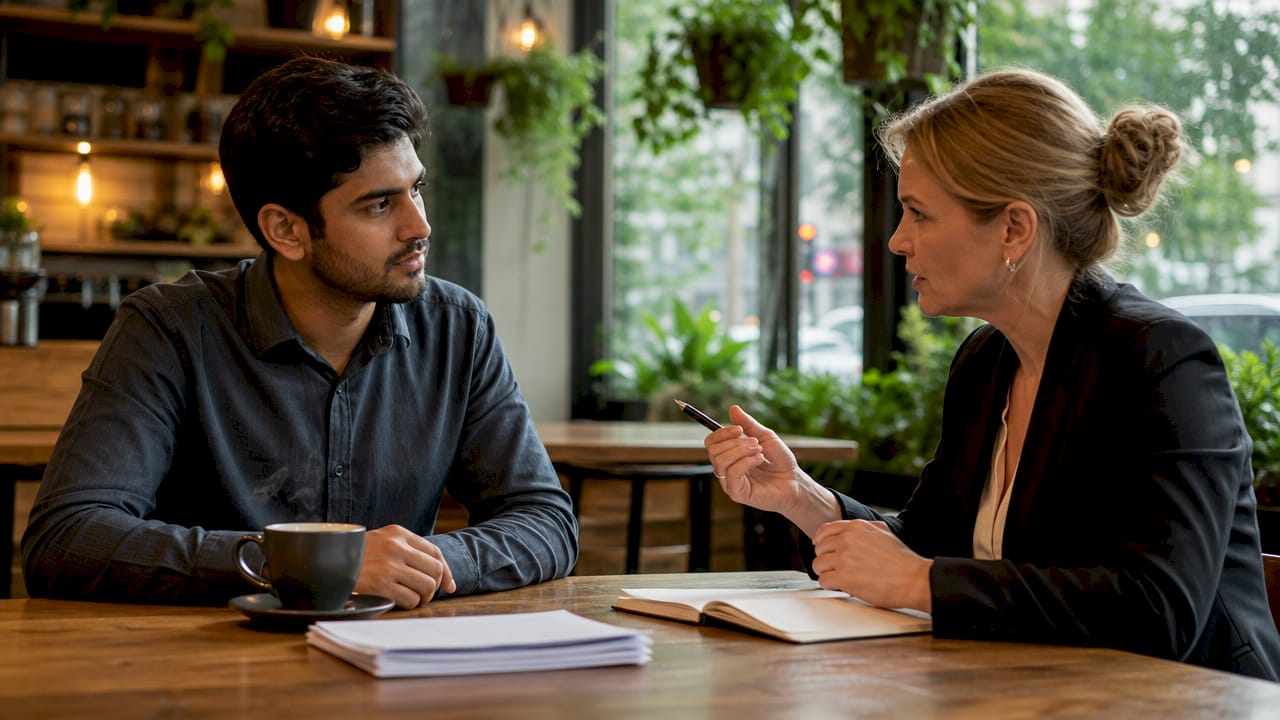 Lawyer and client in initial consultation meeting
