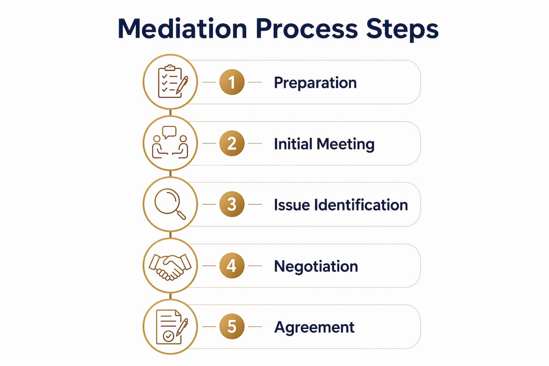 Infographic outlining business dispute mediation process steps