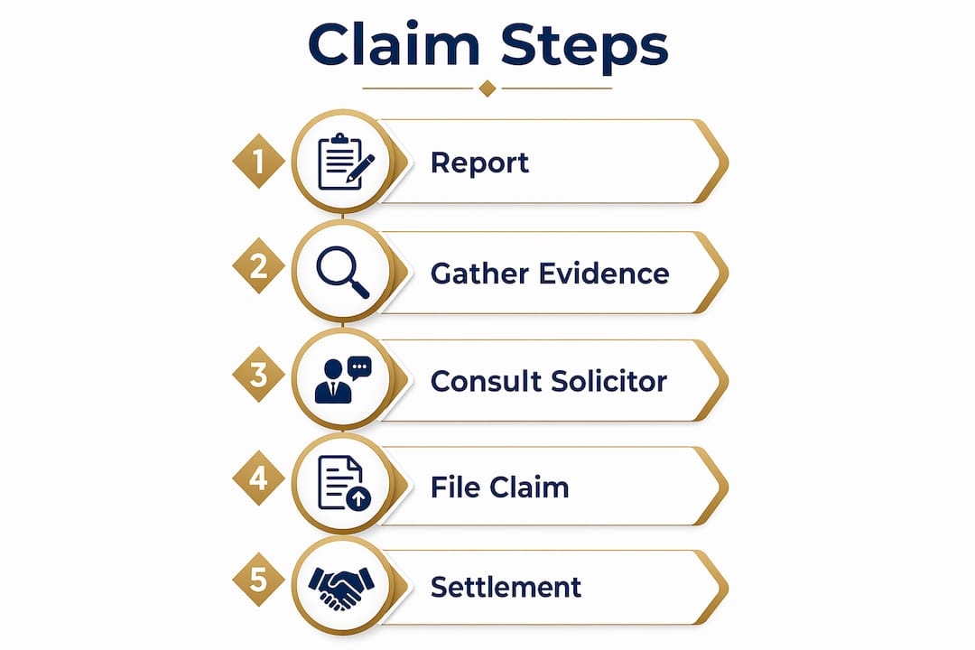 Infographic illustrating legal claim steps after car accident