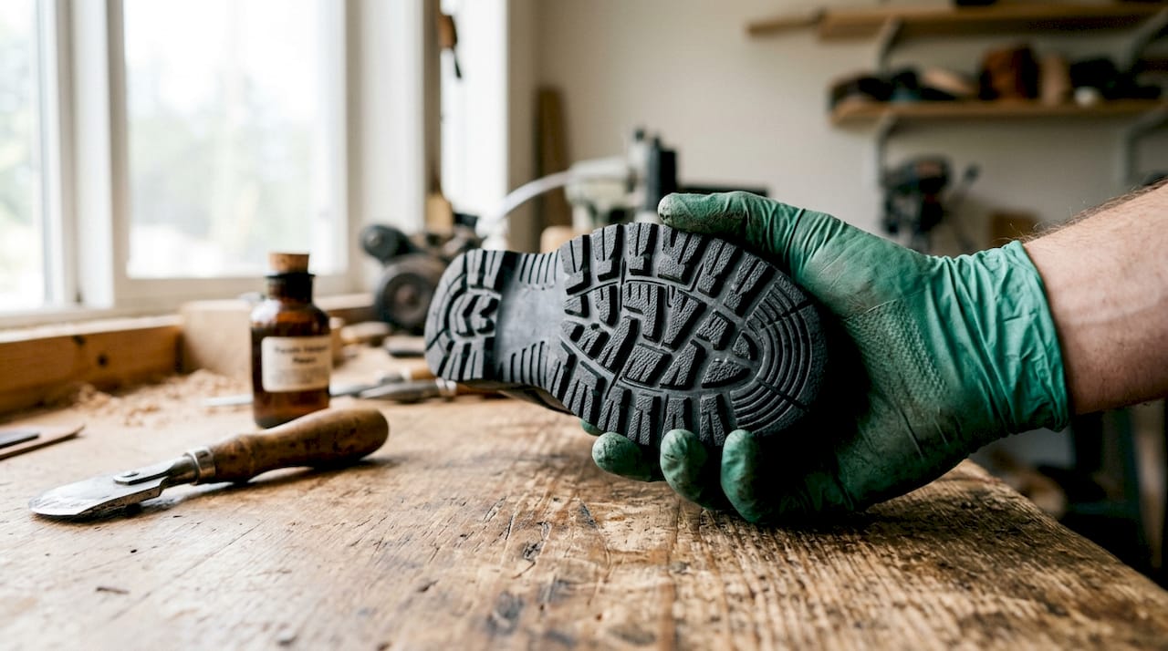 Close-up of nitrile rubber shoe sole