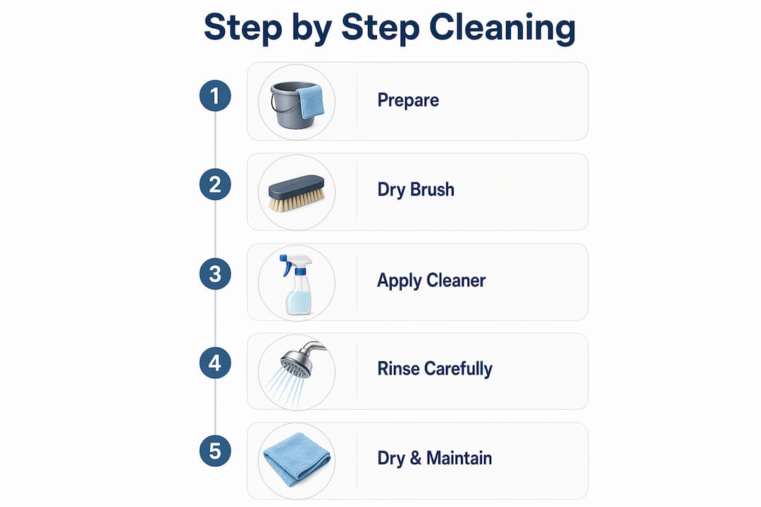 Infographic outlining step by step shoe cleaning process