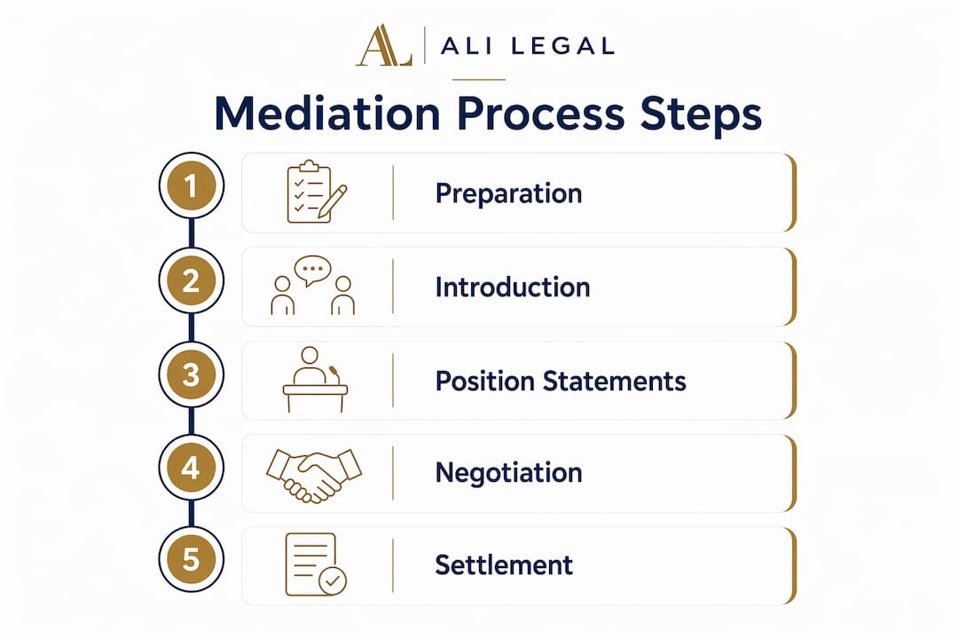 Infographic outlining mediation process steps