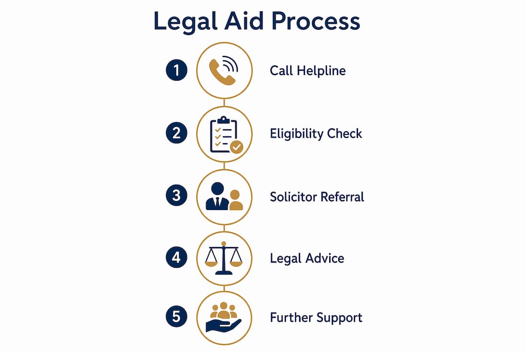 Infographic showing legal aid process steps