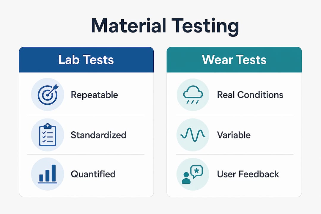 Infographic comparing lab and wear shoe material tests
