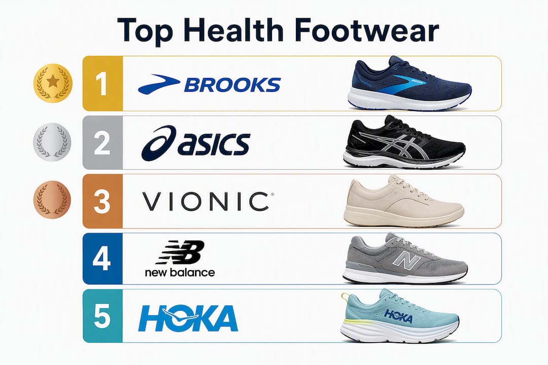Infographic showing top health footwear brands hierarchy
