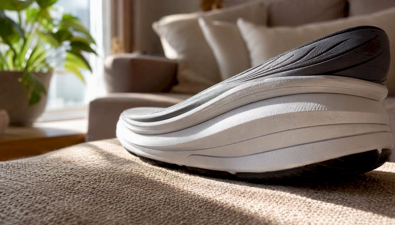 Close-up of orthopedic shoe sole with cushioning