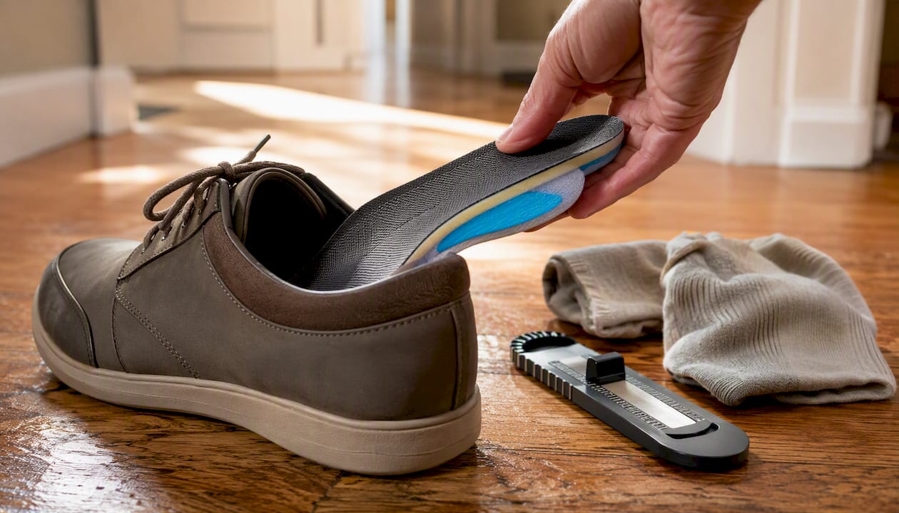 Removable cushioned insole in diabetic shoe