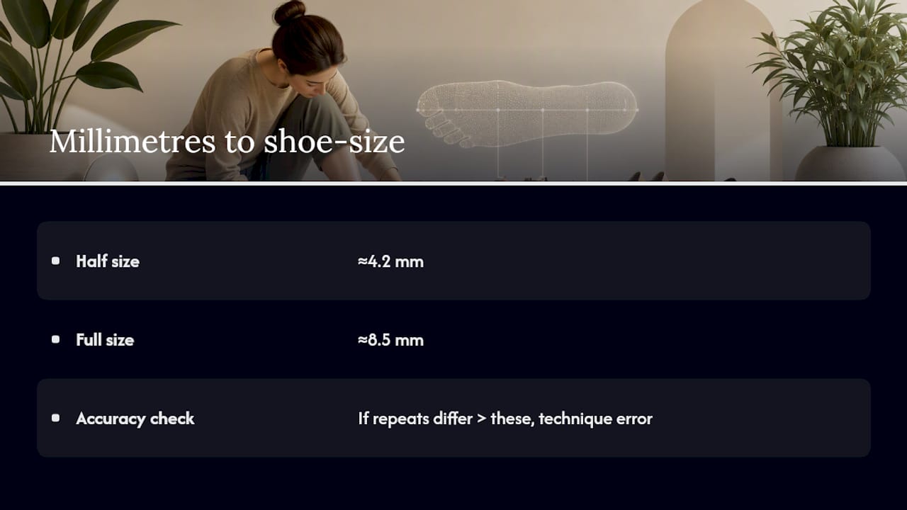 Diagram showing measurement variation vs shoe size shifts