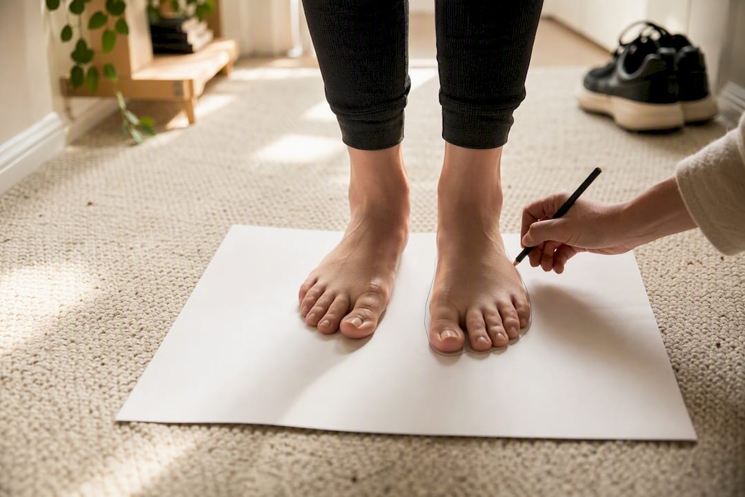Tracing foot outline on paper
