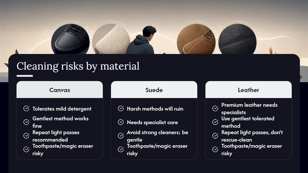 Comparison of trainer materials and cleaning risks