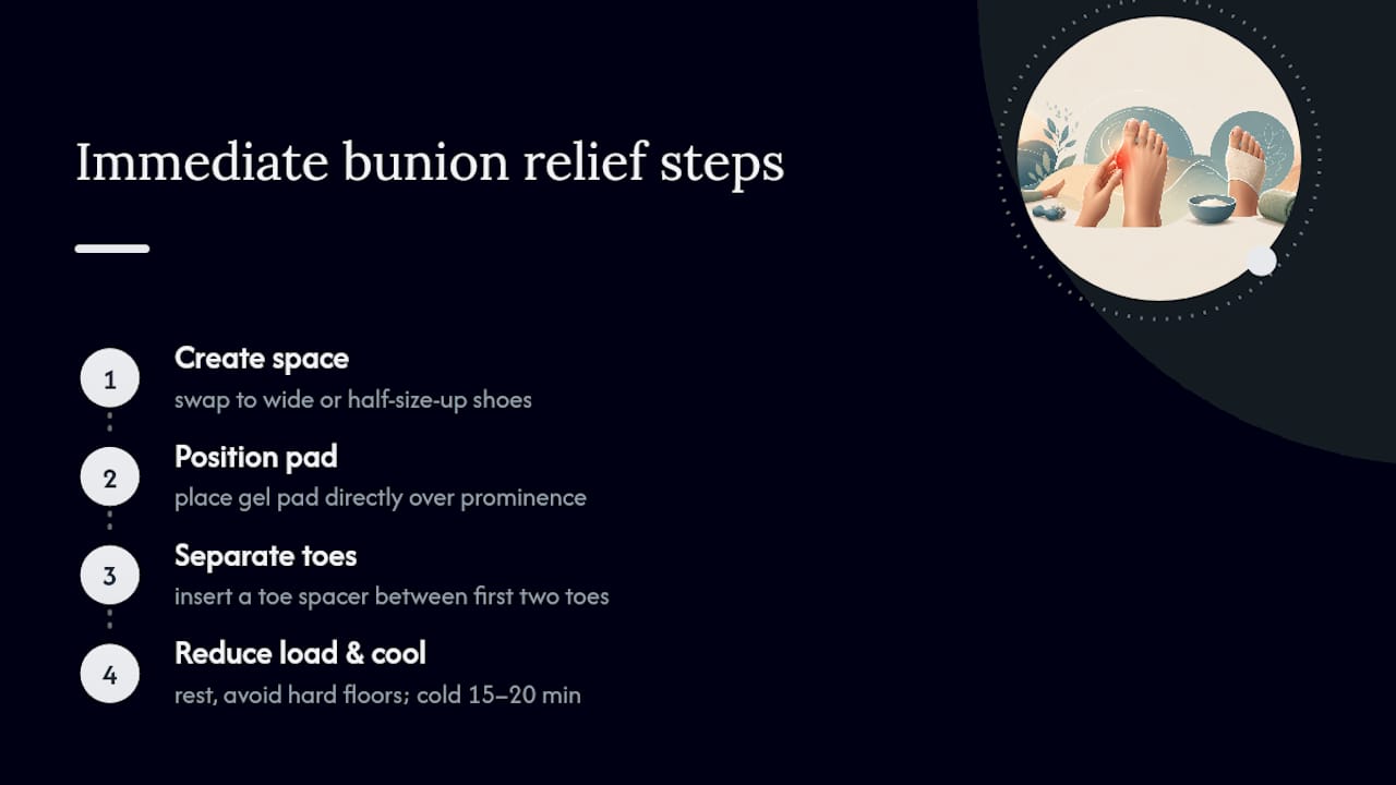 Four-part shoe-first bunion relief plan