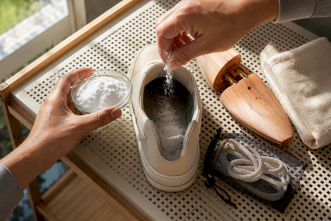 Baking soda used inside sneaker for odour