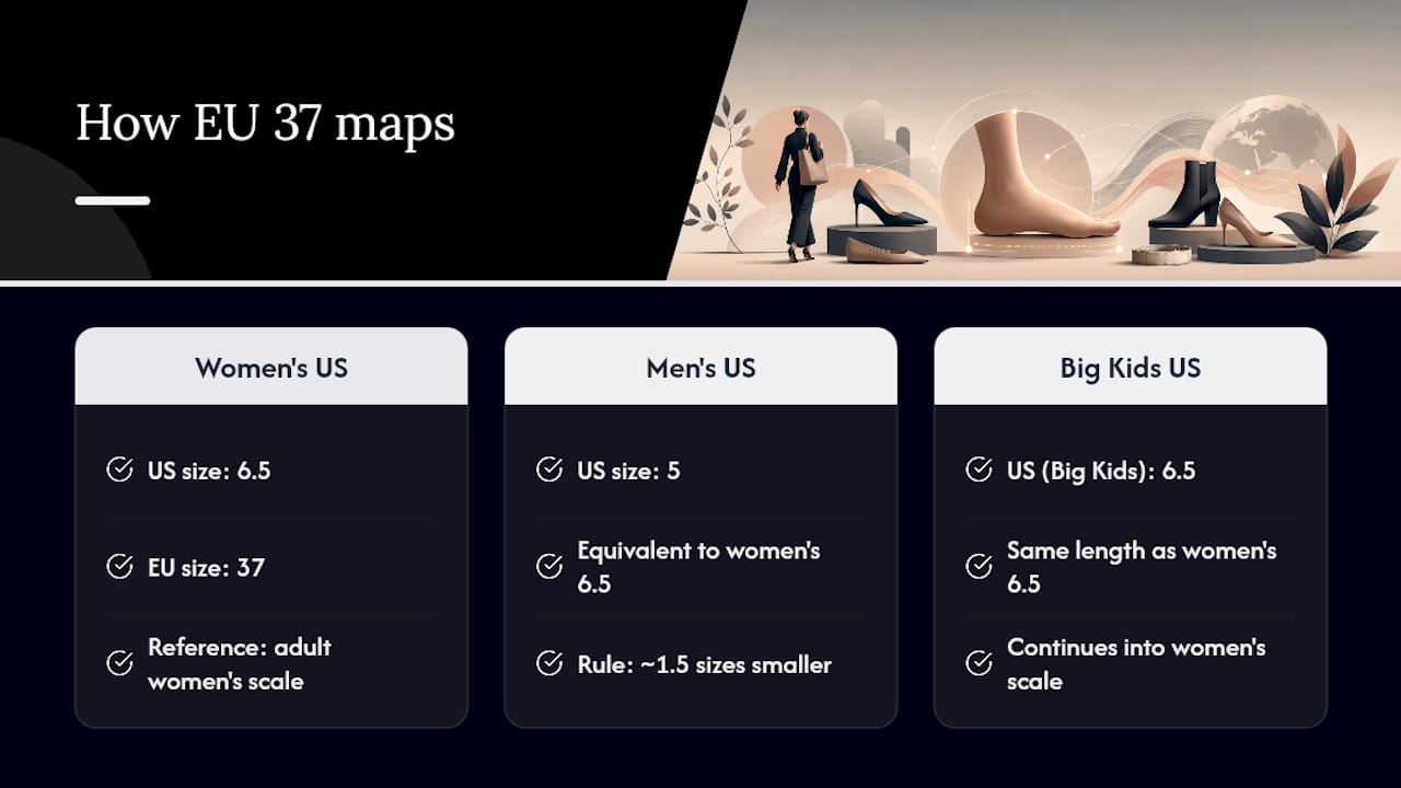 EU 37 conversion across US sizing scales