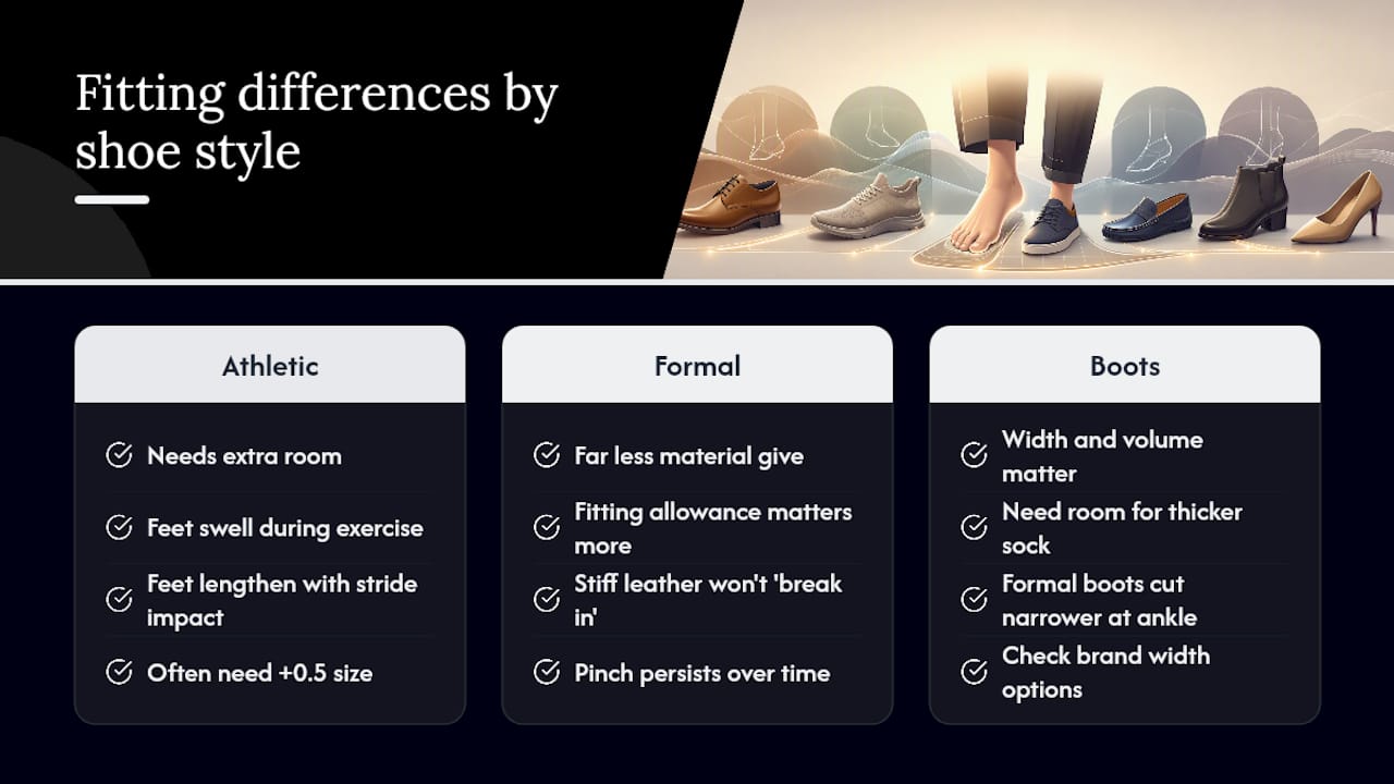 Athletic formal and boot fit comparison
