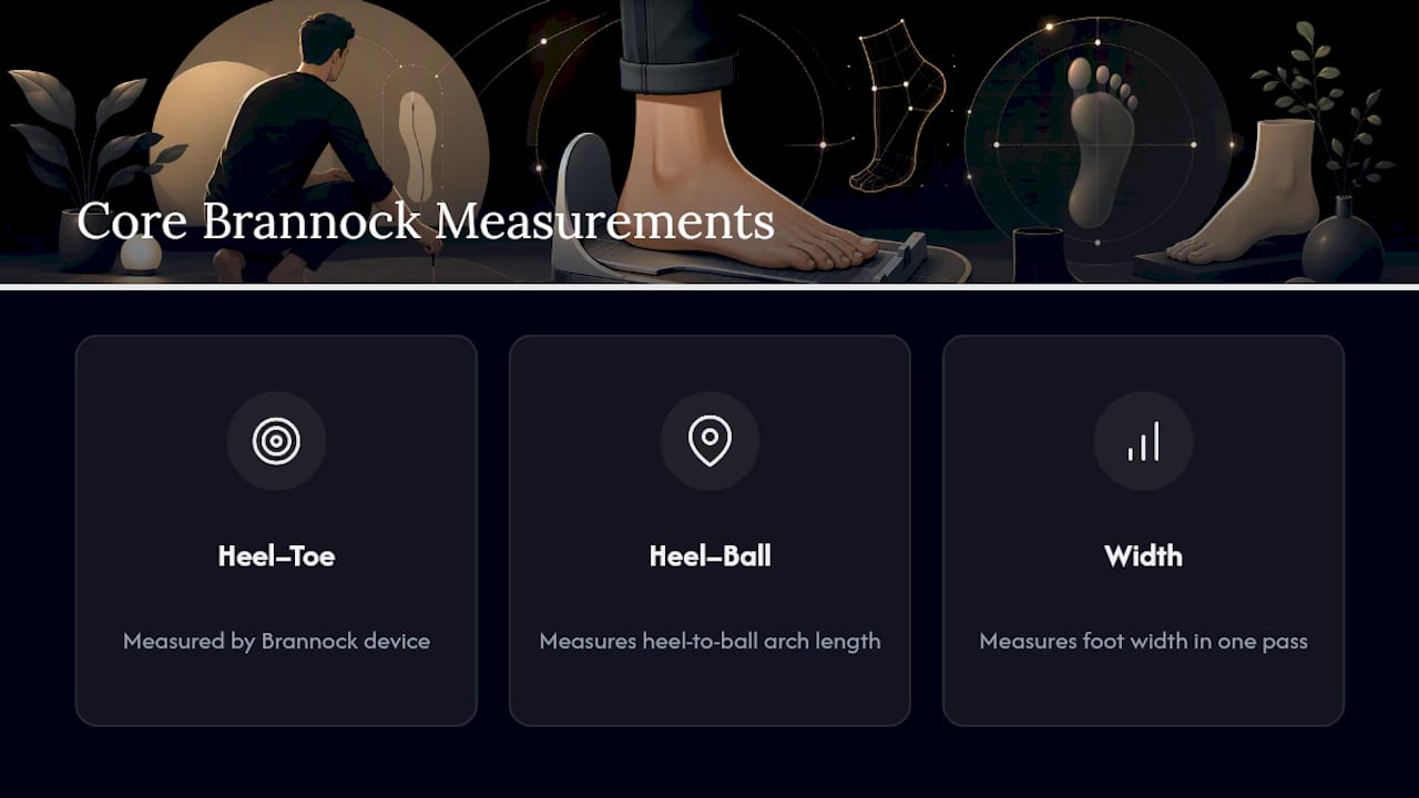 Three measurements used for shoe fitting