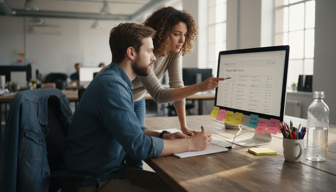 Teammates planning Google Ads campaign