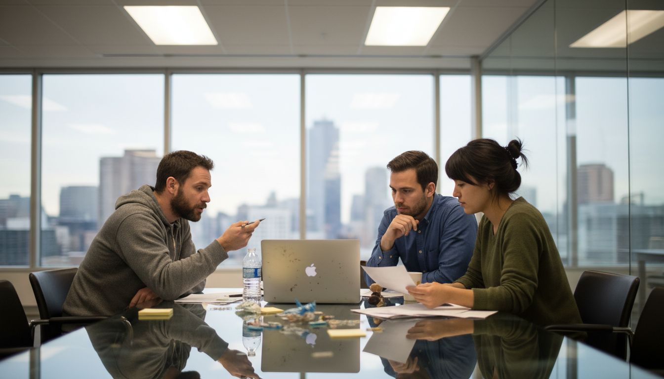 Team discussing web standards in meeting