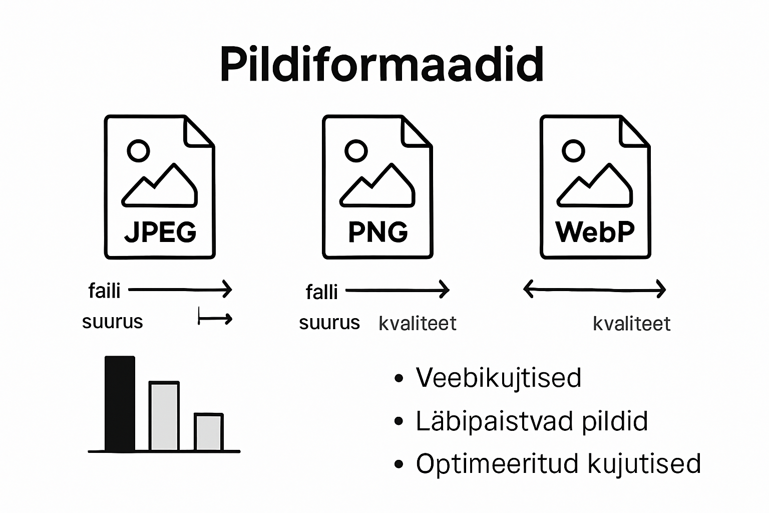Võrdlev ülevaade: millist pildifaili formaati (JPEG, PNG või WebP) veebis kasutada?