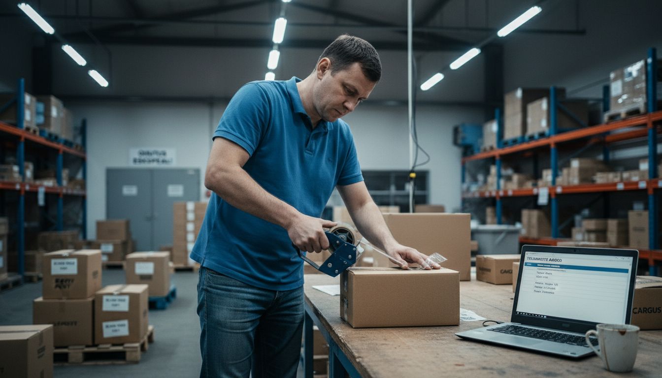 Laotöötajad komplekteerivad ja pakivad e-poest tehtud tellimusi.