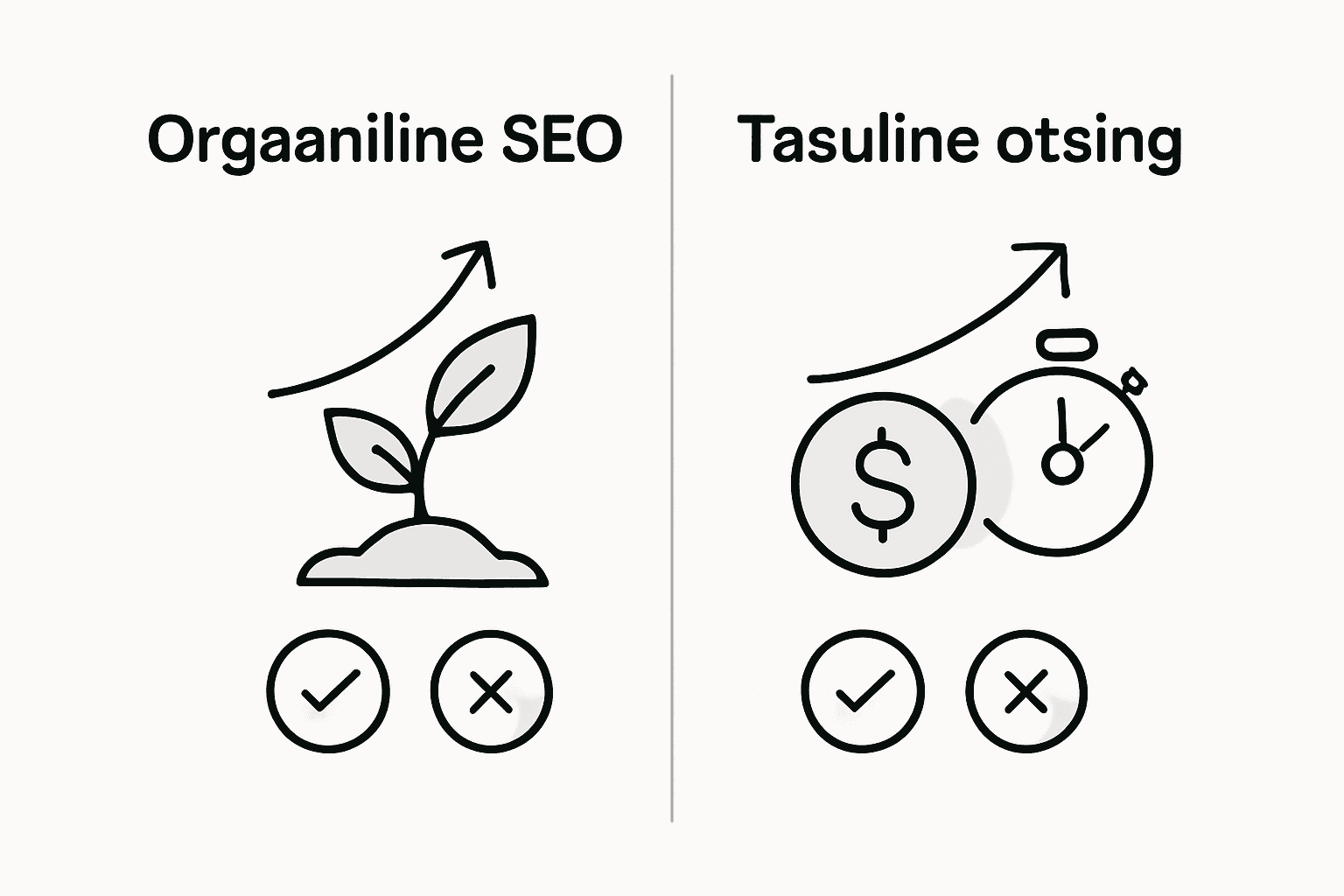 Võrdlev infograafik: SEO ja tasuline otsinguturundus