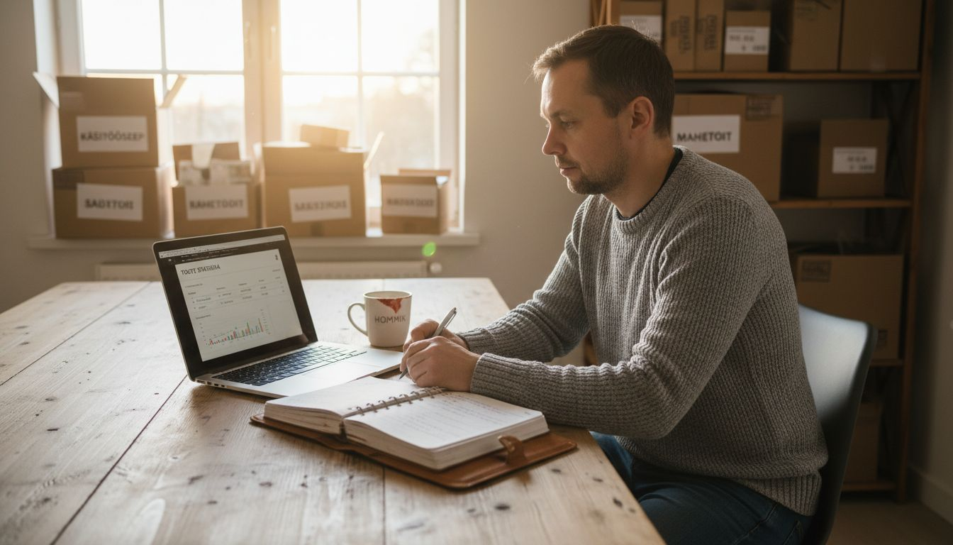 E-poe pidaja vaatab kodus oma müügitulemusi üle