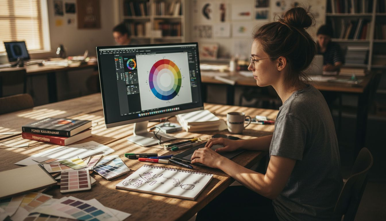 Disainer valib oma töölaual sobivaid värve ja fonte, et leida projektile just õige ilme.