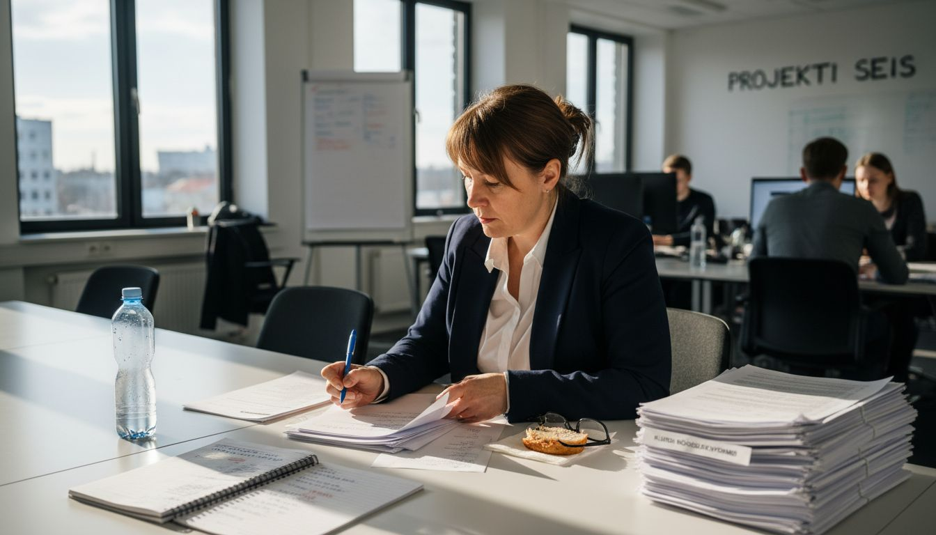 Ettevõtja vaatab üle andmete töötlemise nõusoleku vormid.