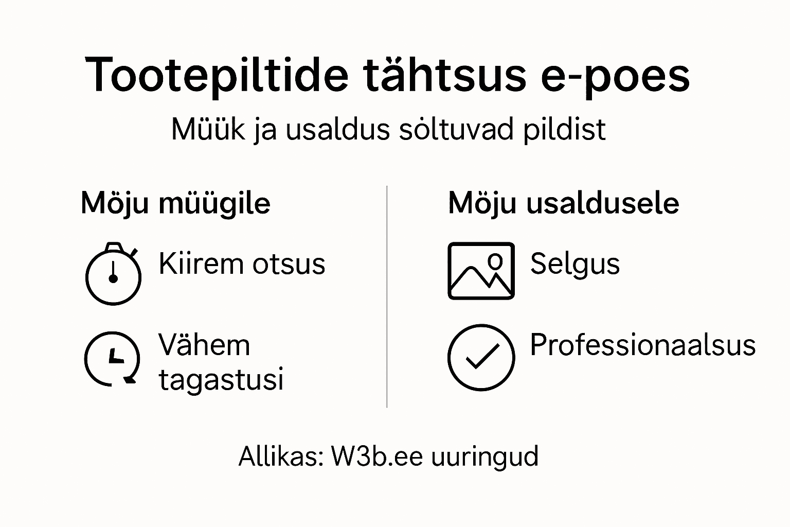 Infograafik tootefoto tähtsusest ja selle mõjust ostuotsustele