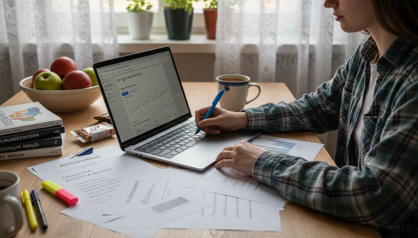 Naine uurib sihtrühma statistikat ja võrdleb andmeid, et paremini mõista oma klientide käitumist.