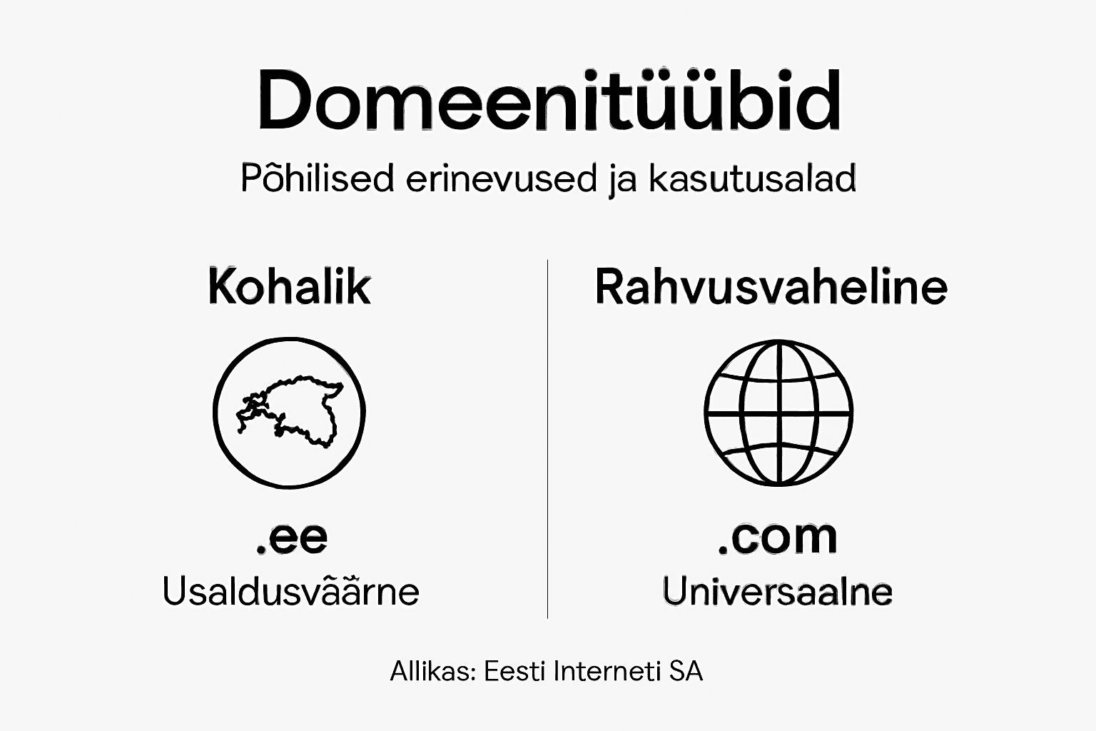 Lihtne ülevaade erinevatest domeenilaienditest