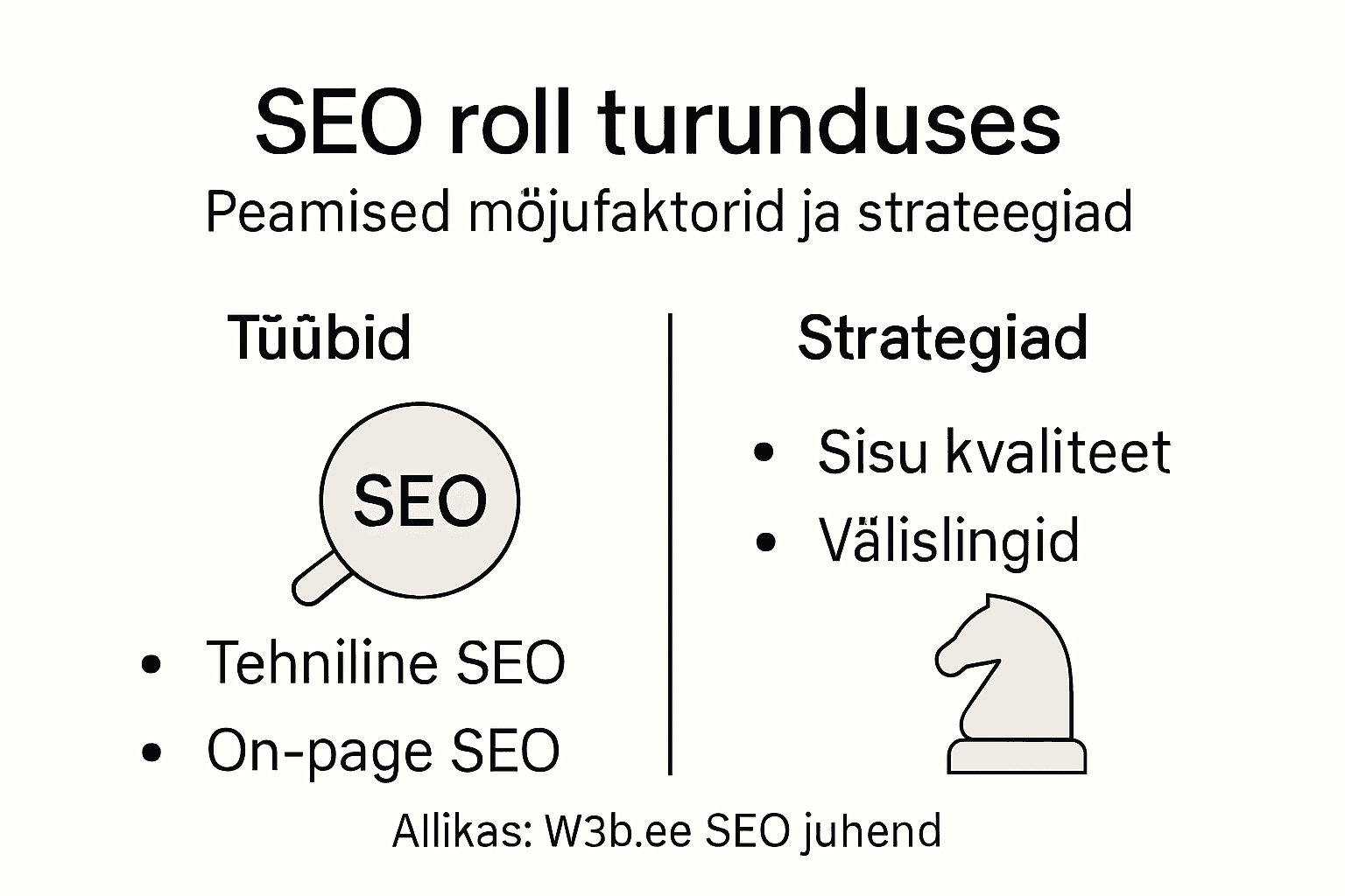 Infograafik: peamised SEO strateegiad ja lähenemisviisid