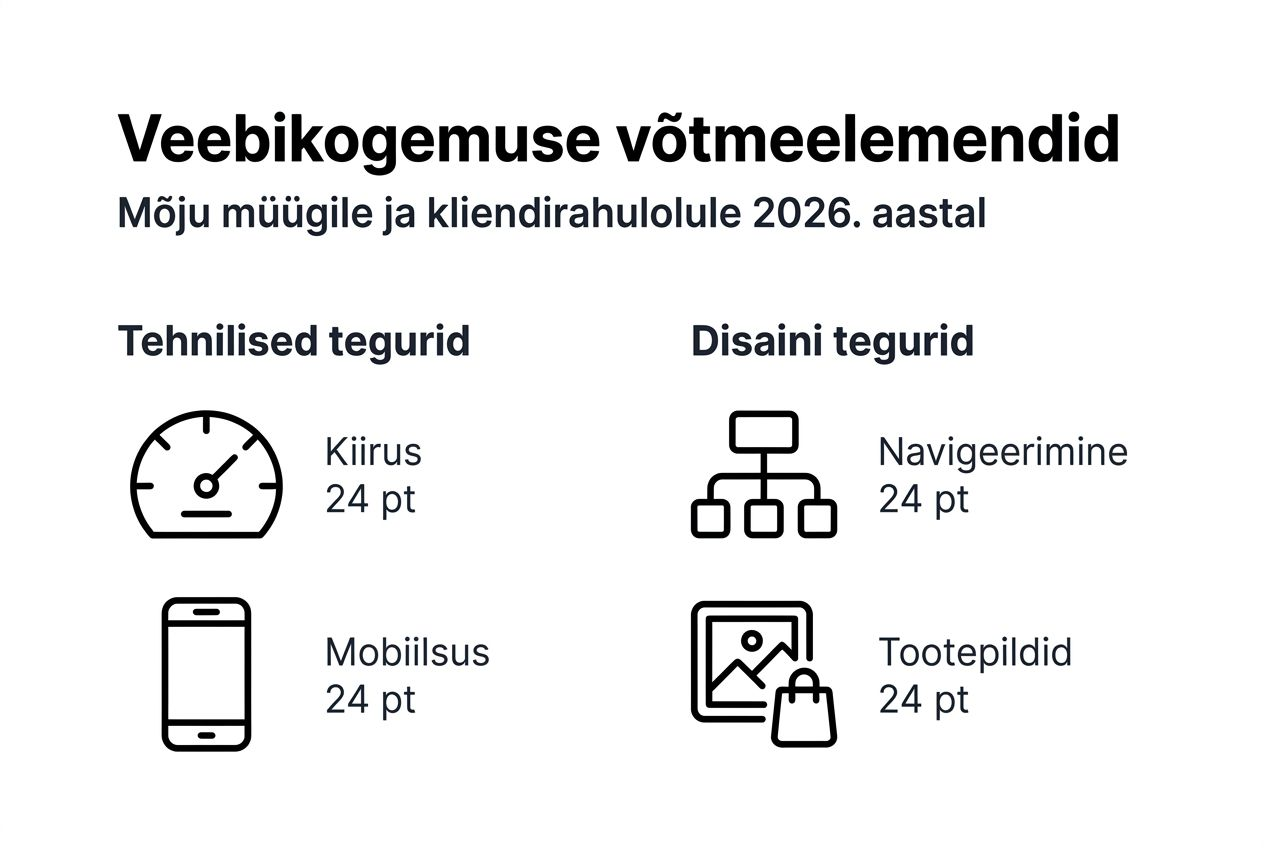 Infograafik veebilehe kasutajakogemuse olulisemate aspektide kohta