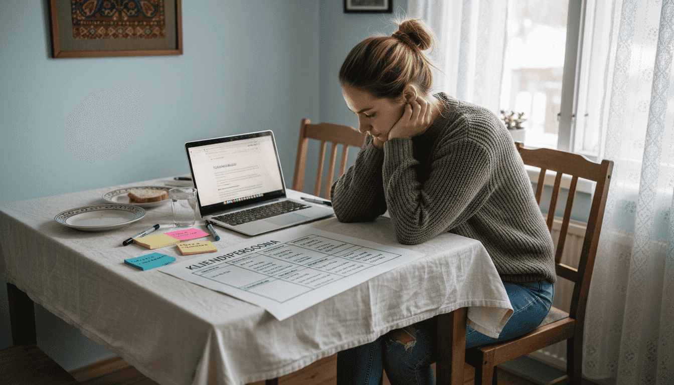Naine uurib kliendi sihtrühma andmeid