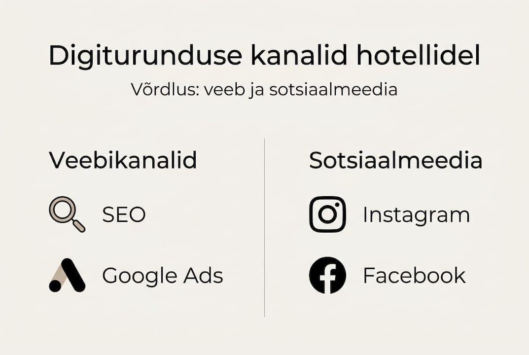 Hotellide digiturunduse kanalite ülevaade infograafikus