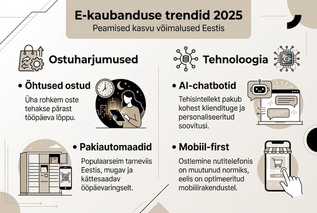 Infograafik: e-kaubanduse värskemad suunad ja uudsed tehnoloogiad