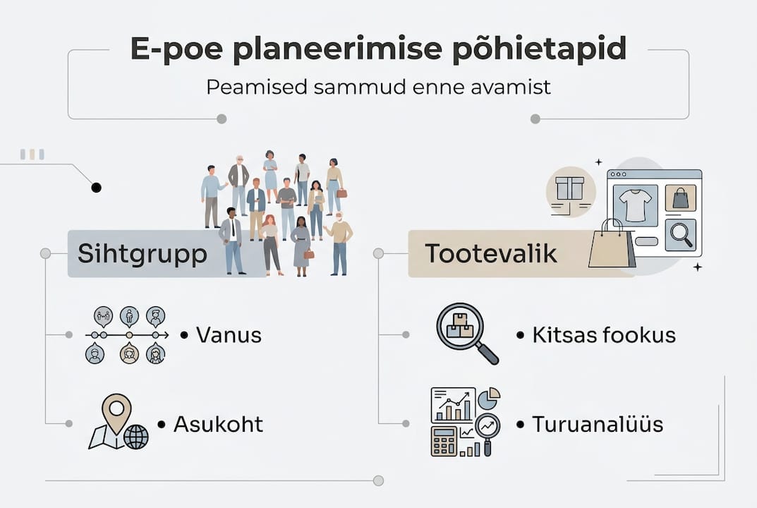 Infograafik: e-poe loomise tähtsaimad sammud