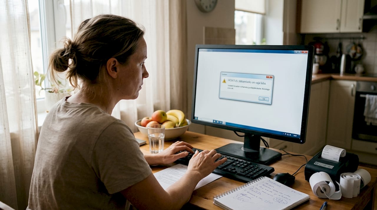 Poepidaja loeb arvutist turvahoiatust