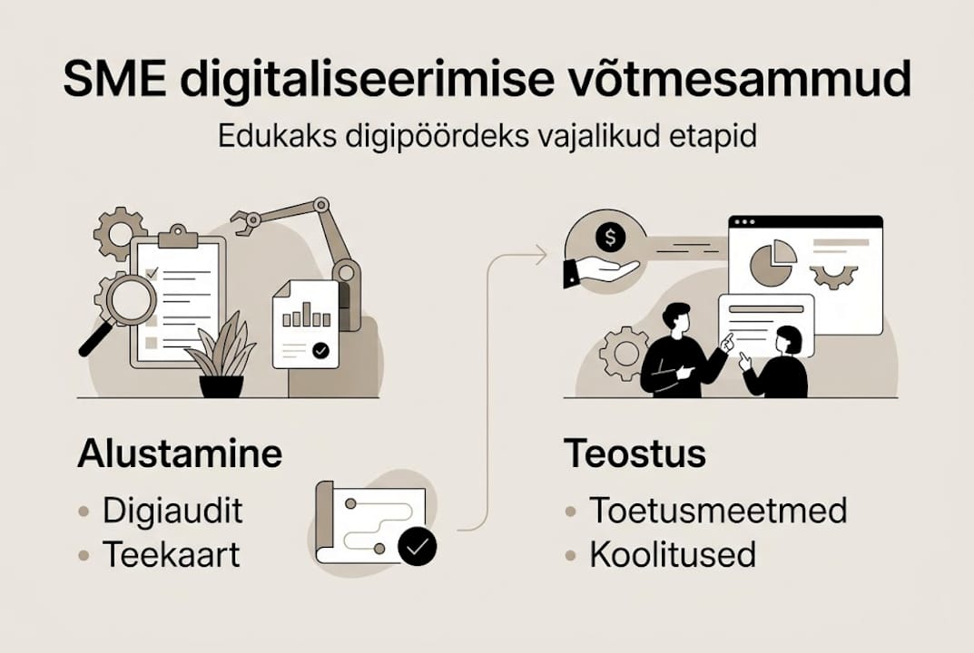 Infograafik: Väikeettevõtte digitaliseerimise peamised sammud