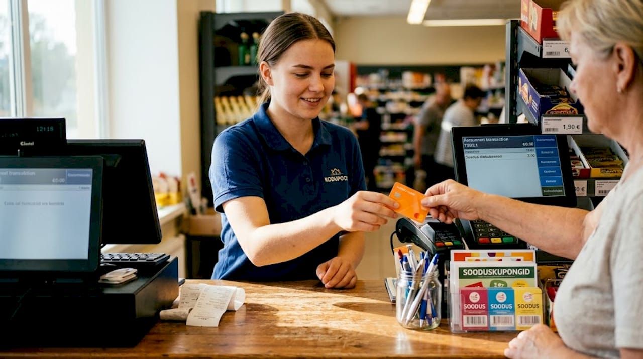 Kassapidaja piipab kliendi lojaalsuskaardi läbi