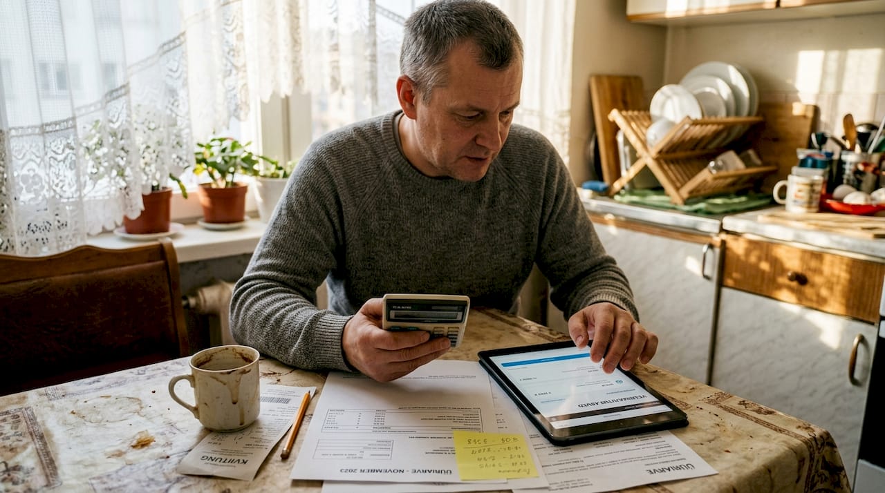Mees kaalub üürikulusid ja veebimajutuse hindu omavahel võrreldes.