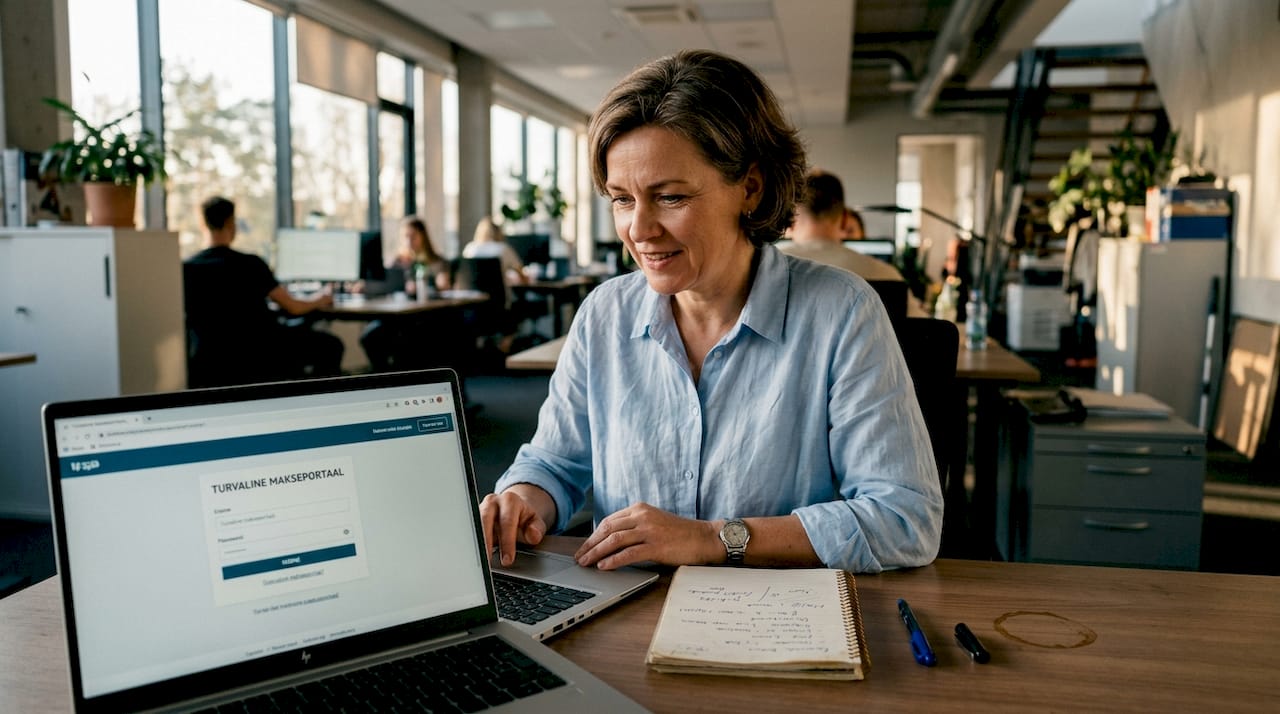 Ettevõtte juht vaatab üle turvalise makselahenduse toimimise, veendudes, et kõik protsessid vastavad nõuetele ja klientide andmed on kaitstud.