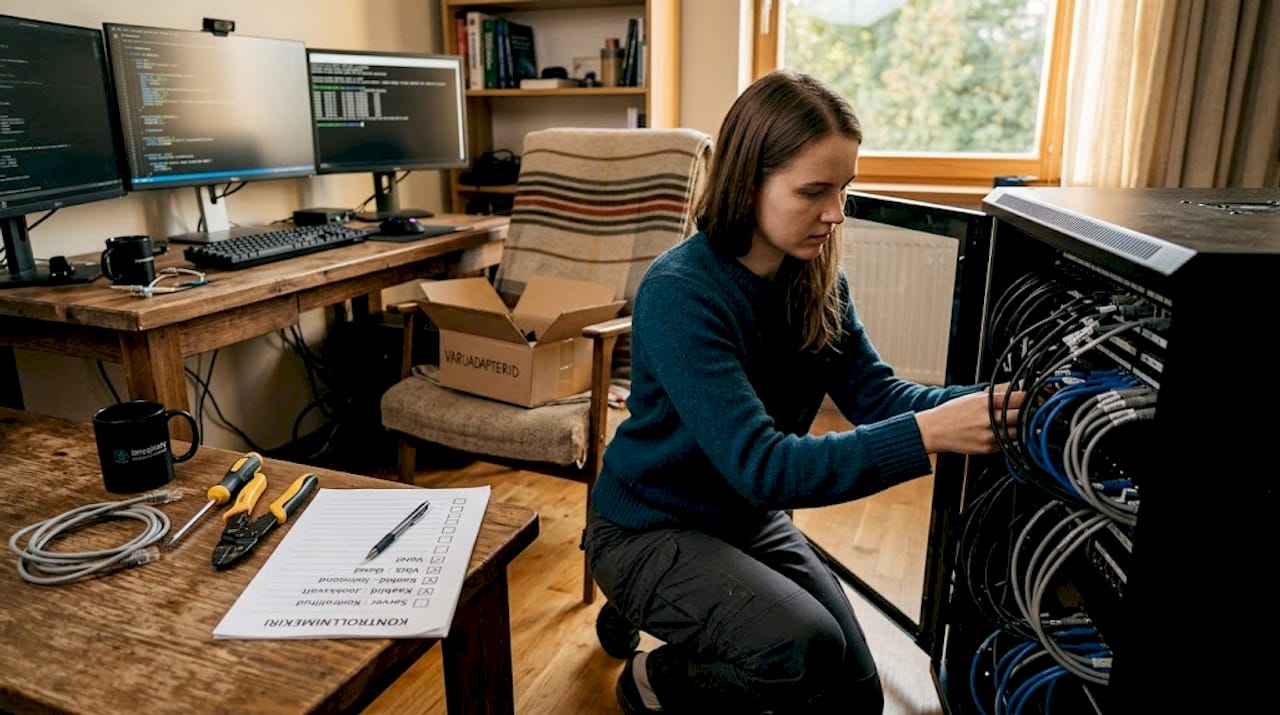 IT-tugiisik teeb kontori serverikapis hooldustöid.