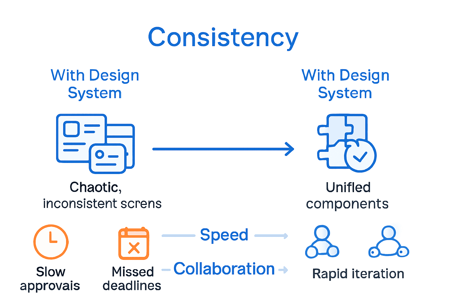 Workflow comparison between SaaS teams with and without design systems